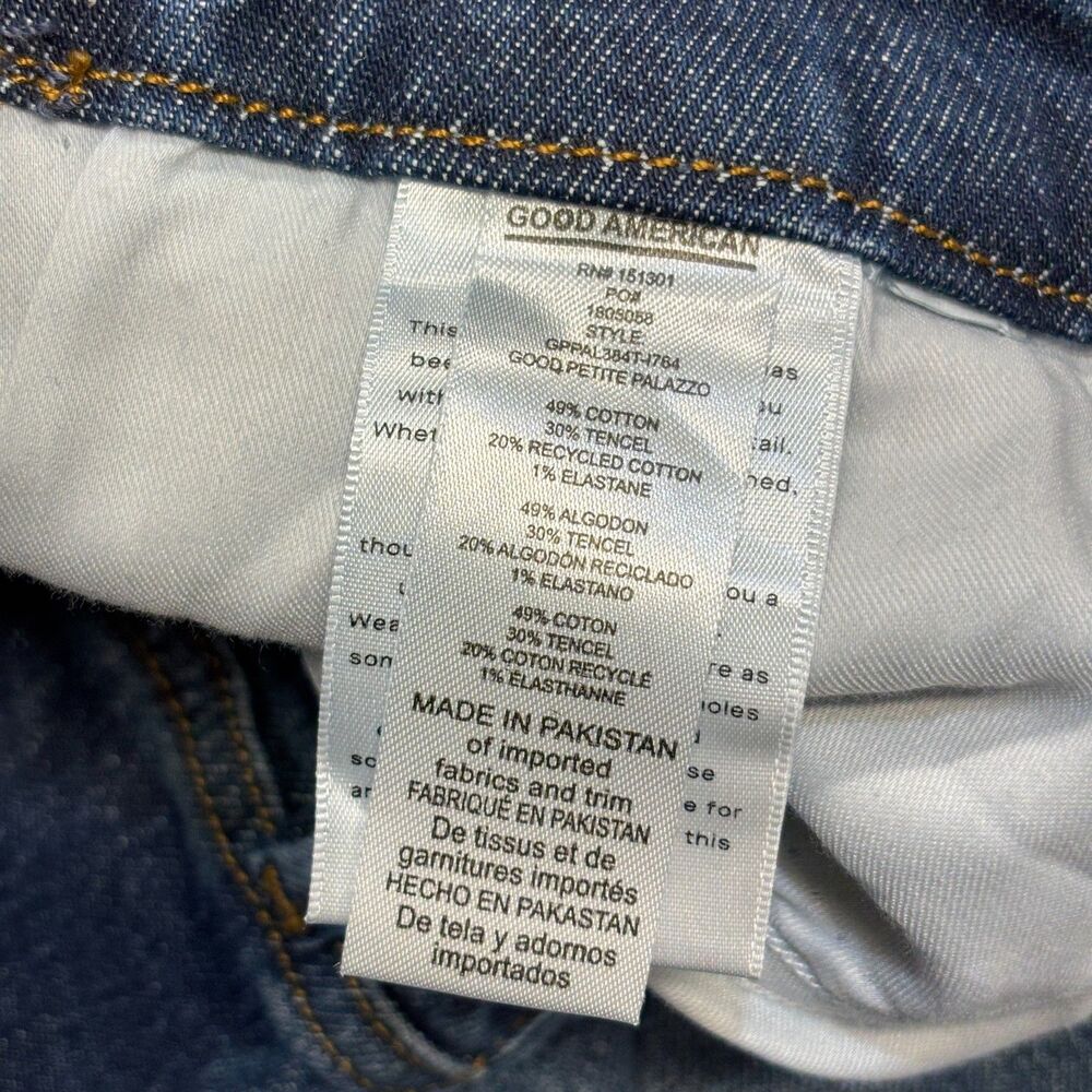 Good American Good Petite Palazzo Wide Leg Jeans Size 14/32 Denim C131 -15 - Picture 14 of 16